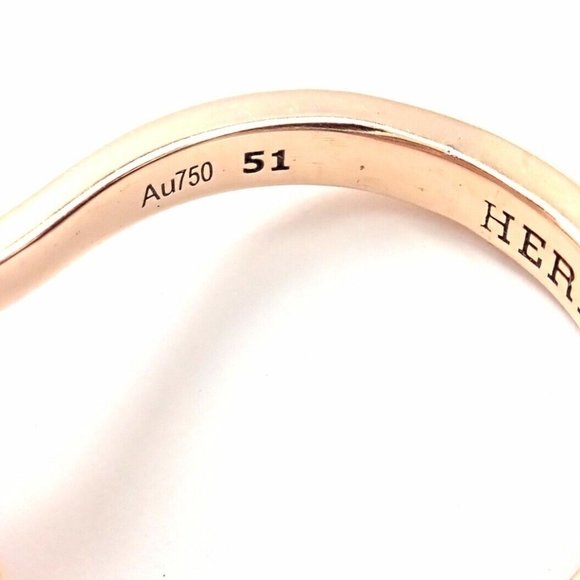 Rare! Authentic Hermes 18k Rose Gold Diamond Large Amethyst Ring - Picture 8 of 12